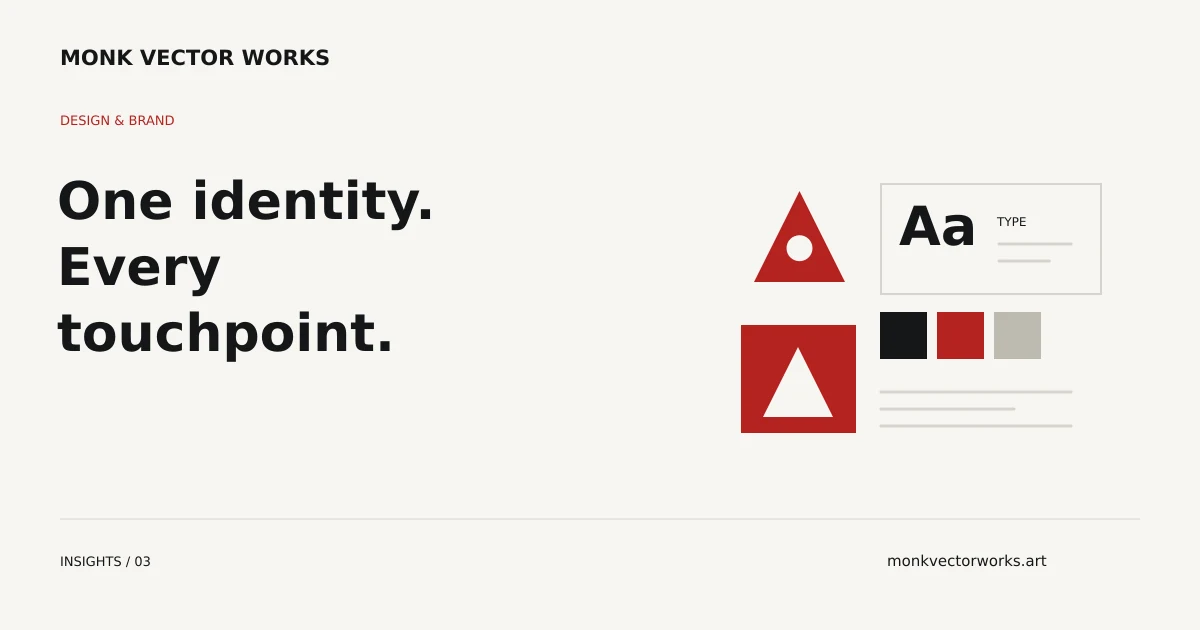One brand symbol expanded into a coordinated color, typography and layout system.