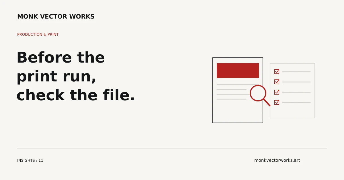 A print document reviewed against a technical checklist with one flagged detail.