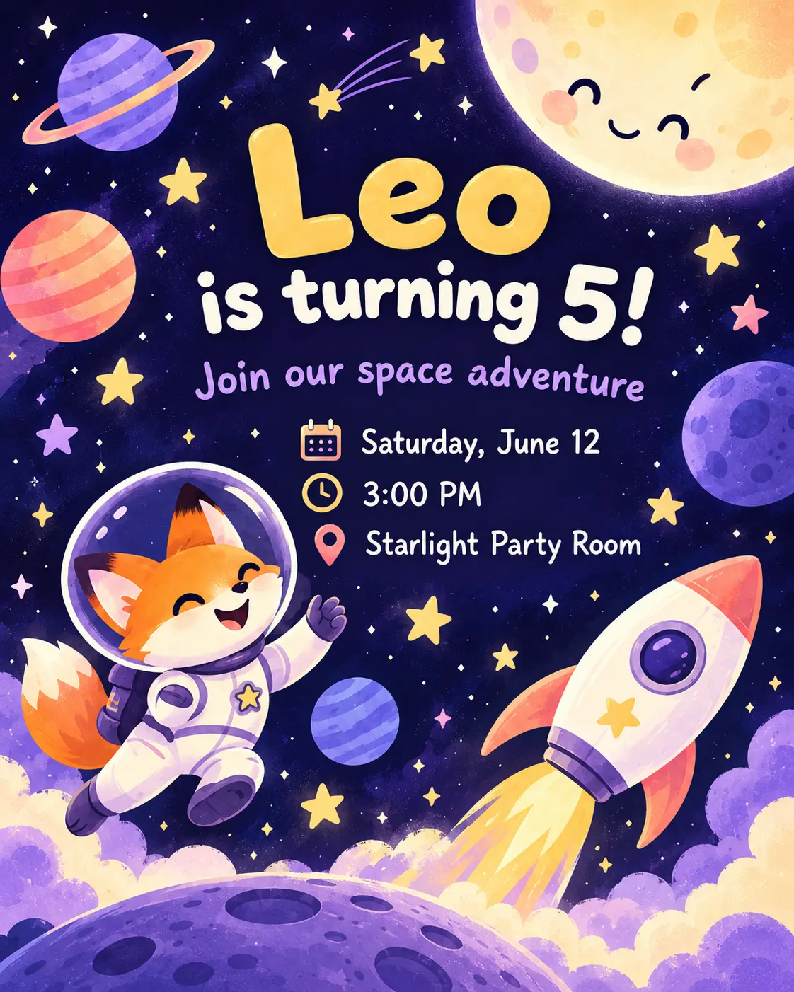 Space-themed invitation used in an interactive RSVP concept
